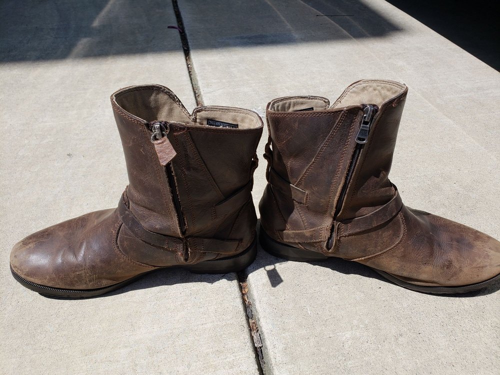 Brown leather boots
